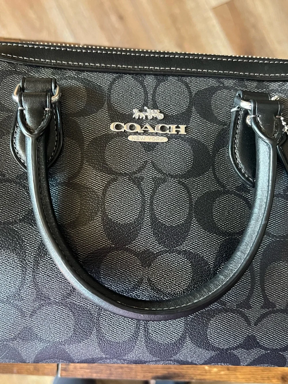Medium Coach Black/Grey Rowan CH280 Crossbody Bag Purse Leather